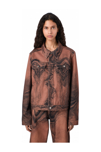 DISTORTED PRINT DENIM JACKET Brown-black Denim Jacket
