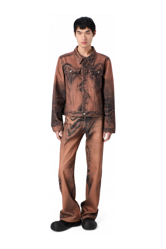 DISTORTED PRINT DENIM JACKET Brown-black Denim Jacket