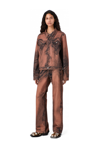DISTORTED PRINT DENIM JACKET Brown-black Denim Jacket