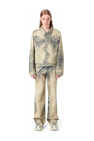 DISTORTED PRINT DENIM JACKET Sand-black Denim Jacket