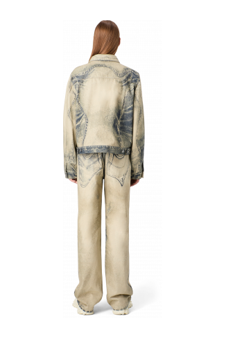 DISTORTED PRINT DENIM JACKET Sand-black Denim Jacket