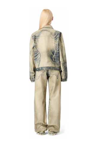 DISTORTED PRINT DENIM JACKET Sand-black Denim Jacket
