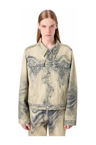 DISTORTED PRINT DENIM JACKET Sand-black Denim Jacket