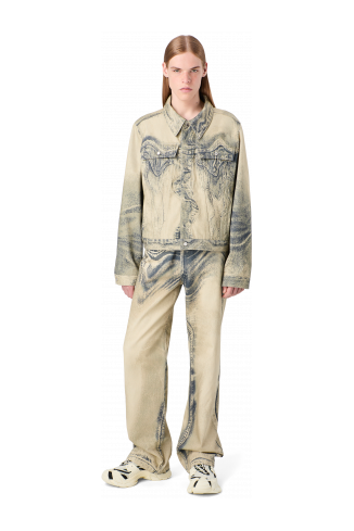 DISTORTED PRINT DENIM JACKET Sand-black Denim Jacket