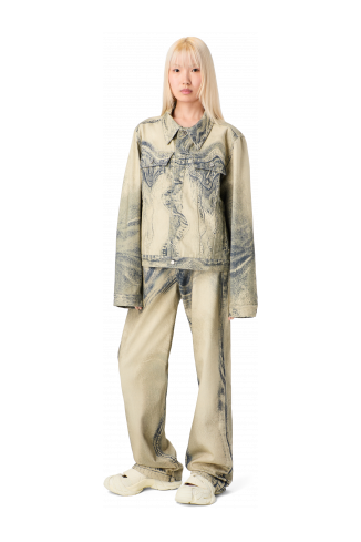 DISTORTED PRINT DENIM JACKET Sand-black Denim Jacket