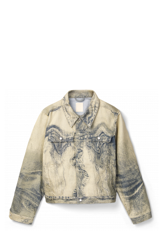 DISTORTED PRINT DENIM JACKET Zand-zwart denim jack
