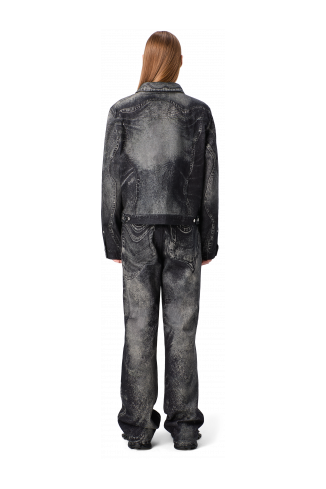 DISTORTED PRINT DENIM JEANS Black-gray Denim Jeans