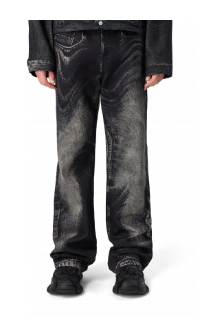 DISTORTED PRINT DENIM JEANS Black-gray Denim Jeans