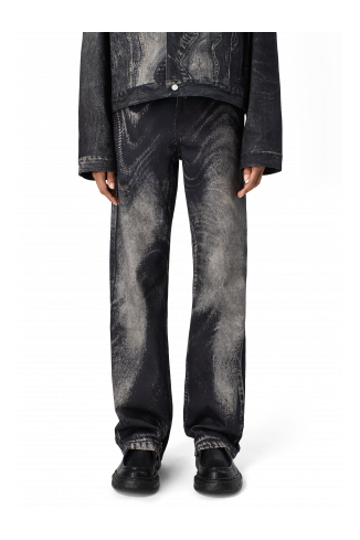 DISTORTED PRINT DENIM JEANS Black-gray Denim Jeans