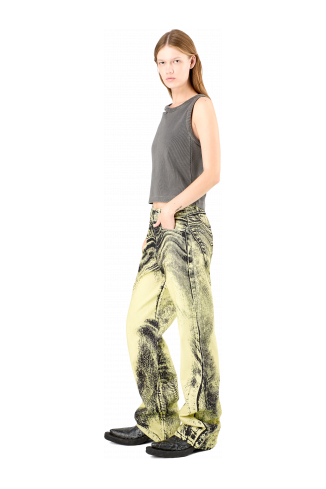 Denim Jeans Denim jeans met geel-zwarte distorted print
