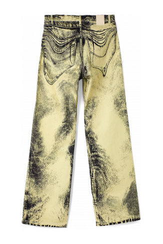 Back view of Denim Jeans Yellow-Black Distorted Print Denim Jeans