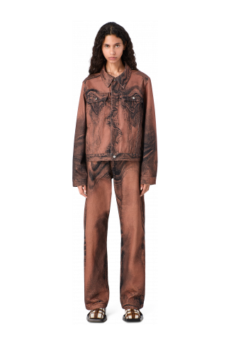 DISTORTED PRINT DENIM JEANS Brown-black Denim Jeans