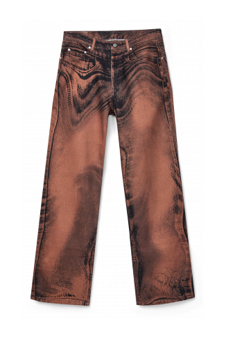 DISTORTED PRINT DENIM JEANS Bruin-zwarte denim jeans