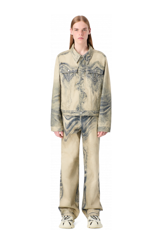 DISTORTED PRINT DENIM JEANS Sand-black Denim Jeans