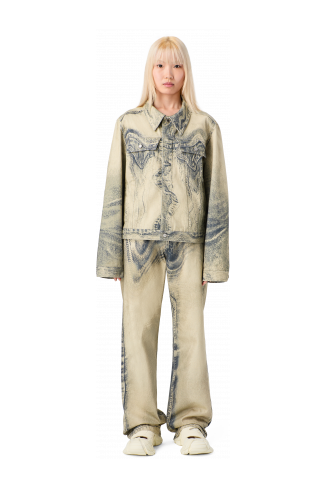 DISTORTED PRINT DENIM JEANS Sand-black Denim Jeans