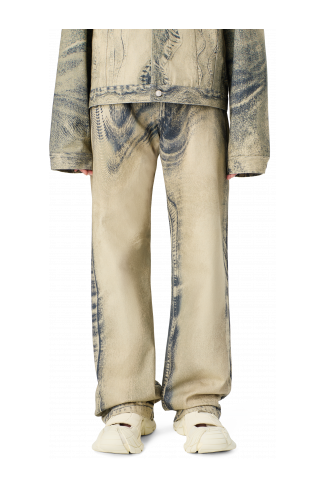 DISTORTED PRINT DENIM JEANS Sand-black Denim Jeans