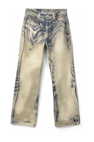 DISTORTED PRINT DENIM JEANS Zand-zwarte denim jeans