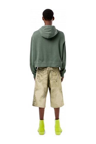 Denim Shorts Black-Green Denim Shorts