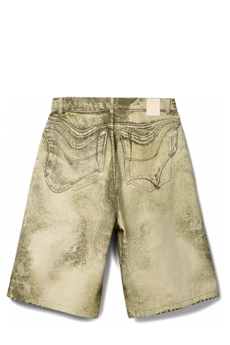 Back view of Denim Shorts Black-Green Denim Shorts
