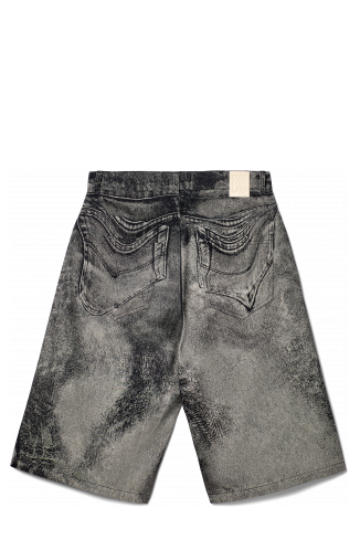Back view of Denim Shorts Black-Gray Denim Shorts