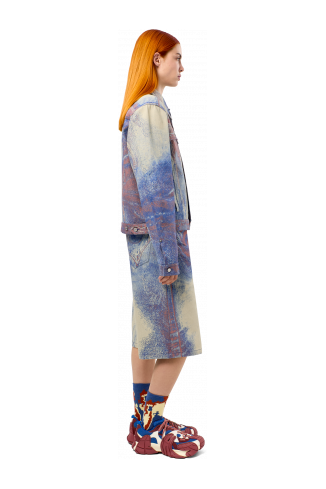 Denim Shorts Blauw-beige-rode denim short