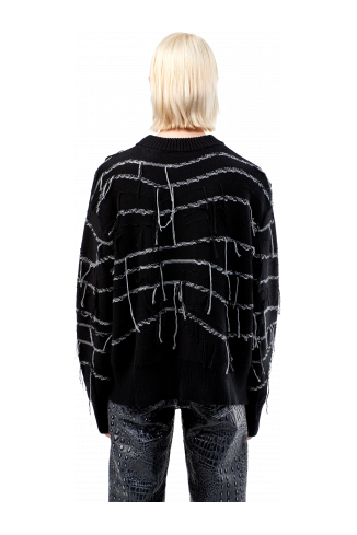 Melange Knit Sweater Black Organic Cotton Knit Sweater