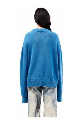 Melange Knit Sweater Gemêleerde blauwe gebreide trui