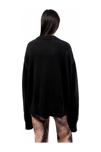Melange Knit Sweater Gemêleerde zwarte gebreide trui