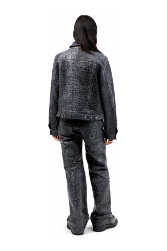 Leather Pants Donkergrijze leren broek