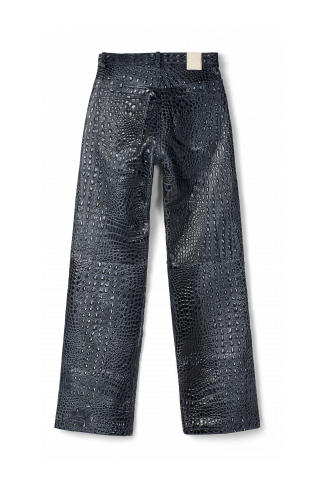Back view of Leather Pants Dark Gray Leather Trousers