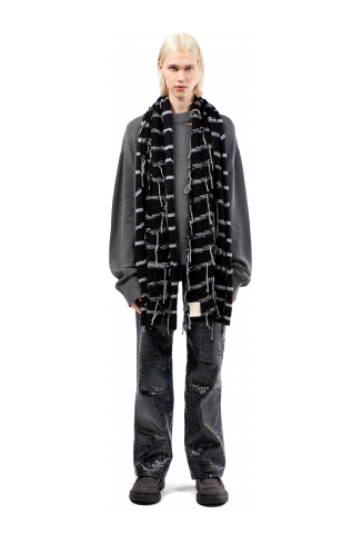 Knit Scarf Black Intarsia Knit Scarf