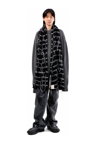 Knit Scarf Black Intarsia Knit Scarf