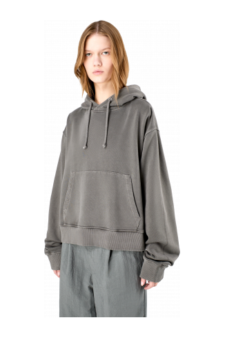 Hoodie Vervaagd zwarte mineral-dye boxy hoodie