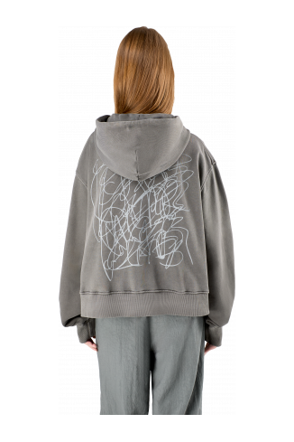 Hoodie Vervaagd zwarte mineral-dye boxy hoodie