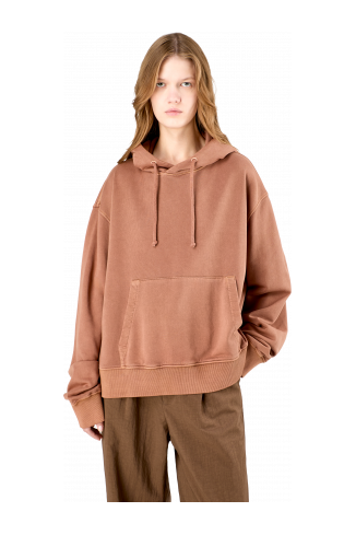 Hoodie Vervaagd terracotta mineral-dye boxy hoodie