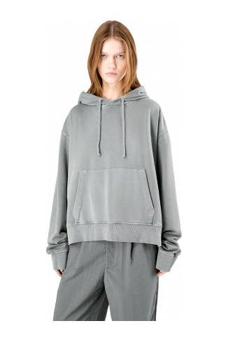 Hoodie Vervaagde grijze mineral-dye boxy hoodie