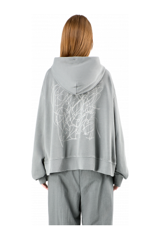 Hoodie Vervaagde grijze mineral-dye boxy hoodie
