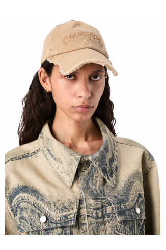 DISTORTED WASHED CAP Faded beige distorted washed cap