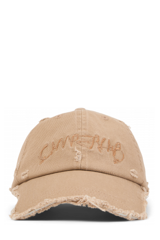 Front view of DISTORTED WASHED CAP Faded beige distorted washed cap