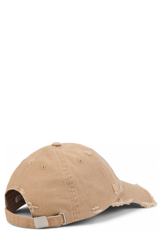 Back view of DISTORTED WASHED CAP Faded beige distorted washed cap
