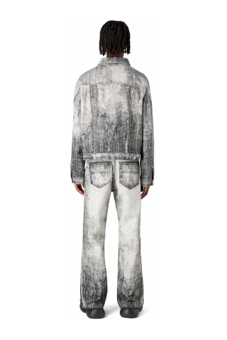 Denim Faded Black Paint Print Denim Jacket
