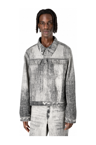 Denim Faded Black Paint Print Denim Jacket