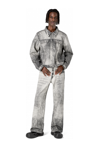 Denim Faded Black Paint Print Denim Jacket