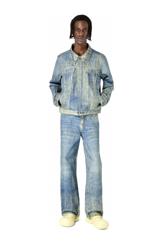 Denim Sand Blue Paint Print Denim Jacket