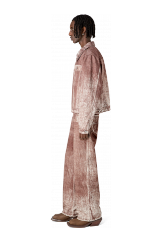 Denim Terracotta Paint Print Denim Jacket