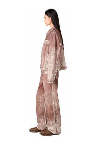 Denim Terracotta denim jack met verfprint
