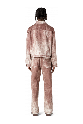 Denim Terracotta Paint Print Denim Jacket