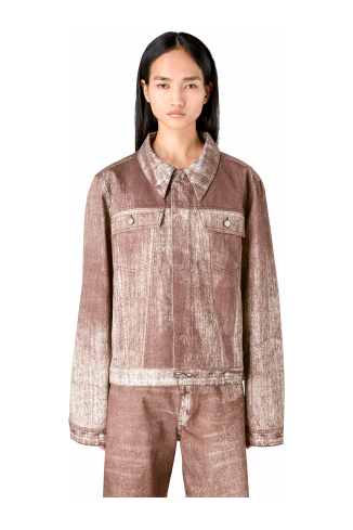 Denim Terracotta denim jack met verfprint