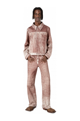 Denim Terracotta Paint Print Denim Jacket