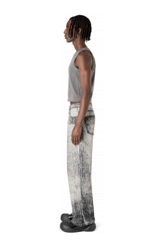 Denim Faded Black Paint Print Denim Jeans